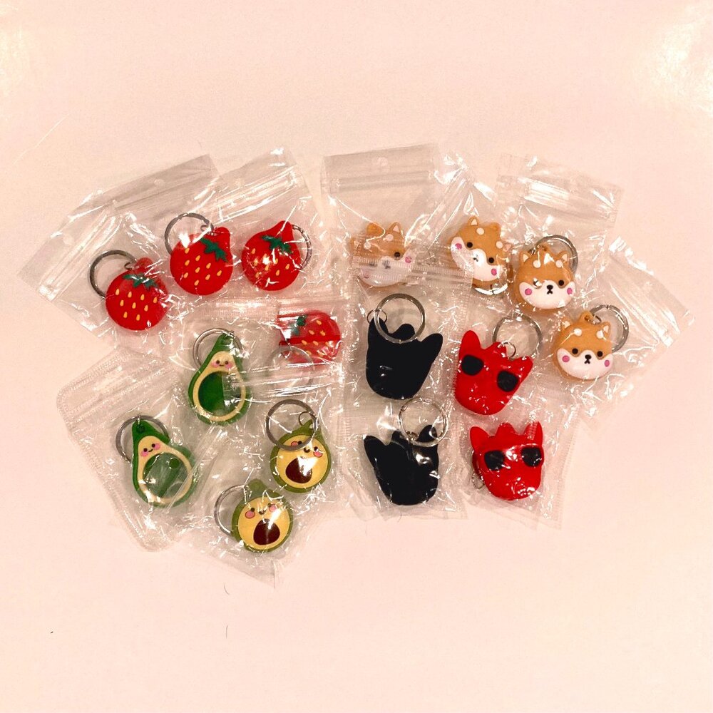AirTag Keychain Characters Dog Cat Avocado Strawberry Wholesale 16 Qty.